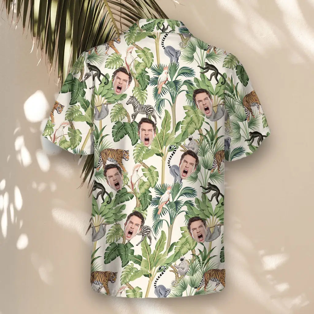 Custom Face &amp; Logo Jungle Jamboree Hawaiian Shirt | Unique Gift for Wildlife Lovers