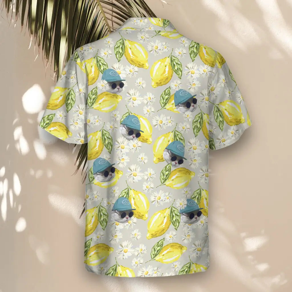 Custom Face &amp; Logo Lemon Grove Vibes Hawaiian Shirt | Fresh Summer Fruit Lover Gift