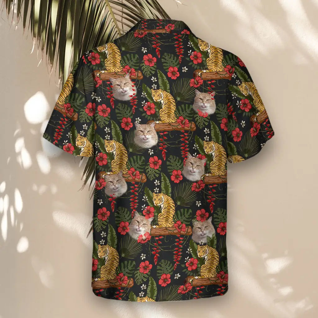 Custom Face &amp; Logo Majestic Jungle Tiger Hawaiian Shirt | Unique Gift for Wildlife Lovers