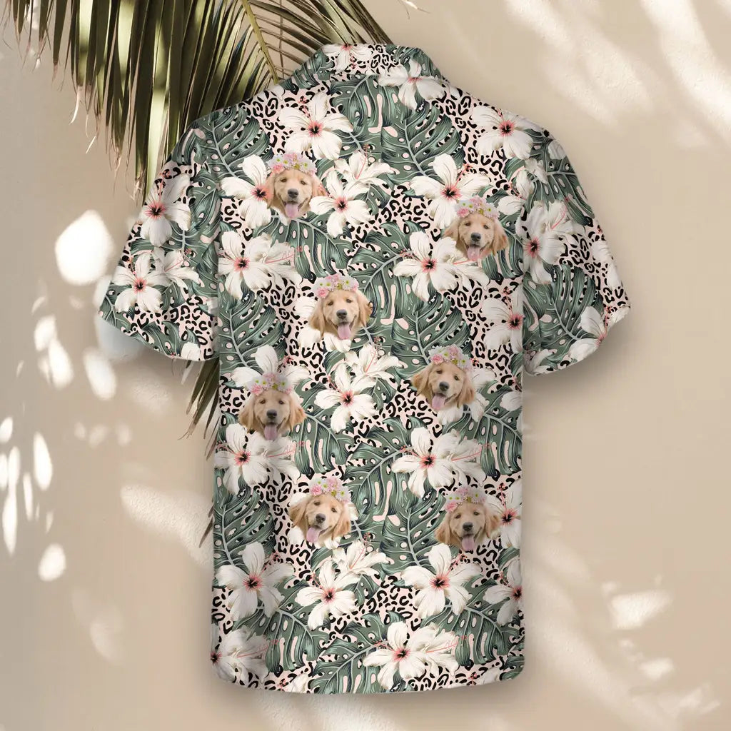 Custom Face &amp; Logo Monstera &amp; Hibiscus Dream Hawaiian Shirt | Custom Gift for Beach Vacation &amp; Cruises