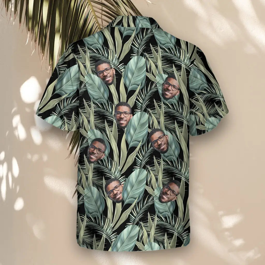 Custom Face &amp; Logo Palm Grove Hawaiian Shirt | Unique Summer Beach Gift for Men