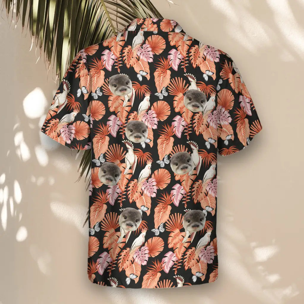 Custom Face &amp; Logo Rosy Paradise Hawaiian Shirt | Unique Summer Beach Gift for Men