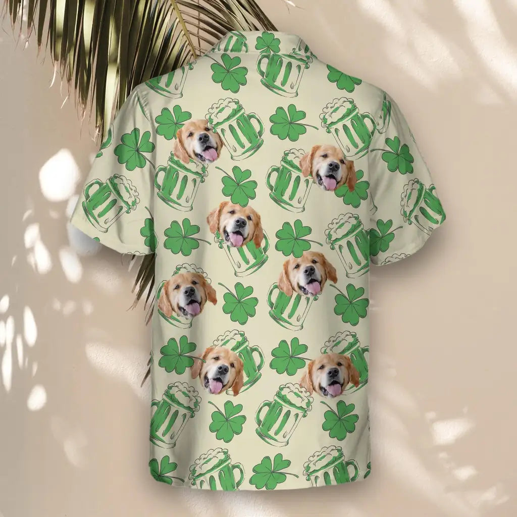 Custom Face &amp; Logo Shamrock Celebration Hawaiian Shirt | Perfect St. Patrick's Day &amp; Irish Celebration