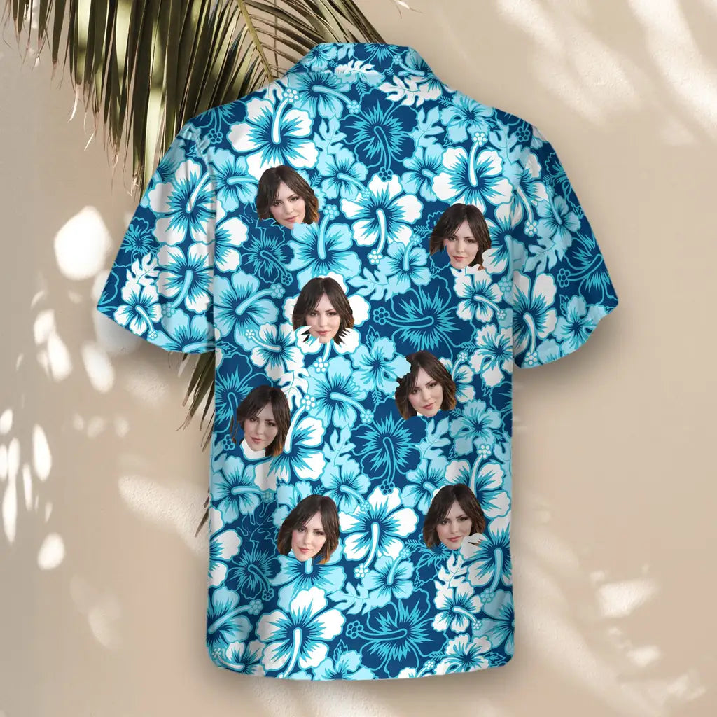 Custom Face &amp; Logo Surf Floral Hibiscus Hawaiian Shirt | Custom Gift for Beach Vacation &amp; Cruises