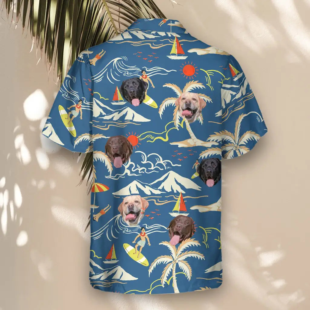 Custom Face &amp; Logo Surf Island Vibes Hawaiian Shirt | Perfect Beach &amp; Surf Adventure