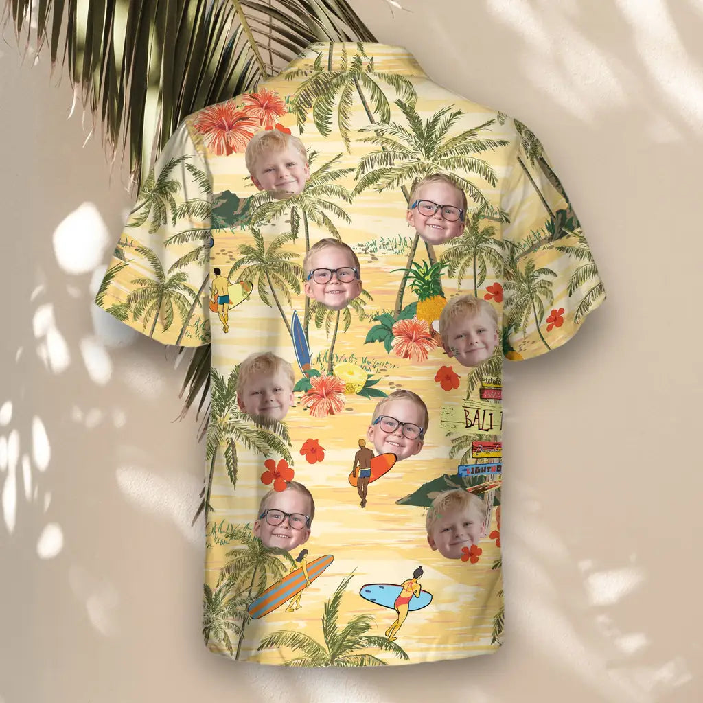 Custom Face &amp; Logo Surf's Up Island Hawaiian Shirt | Perfect Beach &amp; Surf Adventure