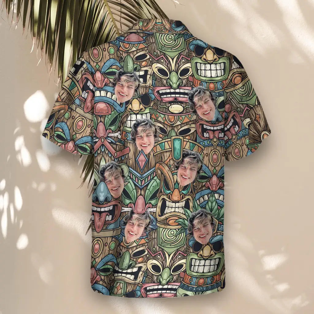 Custom Face &amp; Logo Tiki Island Vibes Hawaiian Shirt | Great for Themed Parties &amp; Group Events