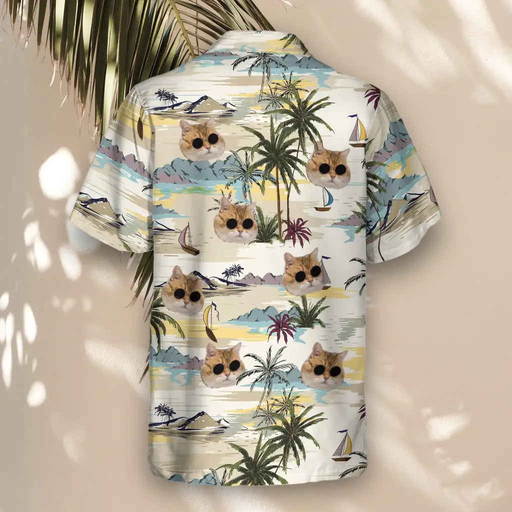 Custom Face &amp; Logo Tranquil Island Hawaiian Shirt | Unique Summer Beach Gift for Men