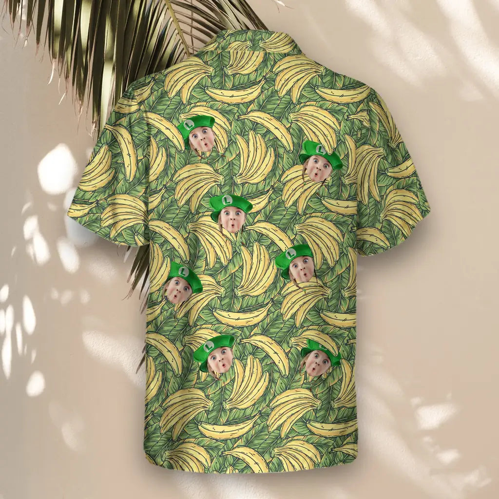 Custom Face &amp; Logo Tropical Banana Bliss Hawaiian Shirt | Fresh Summer Fruit Lover Gift