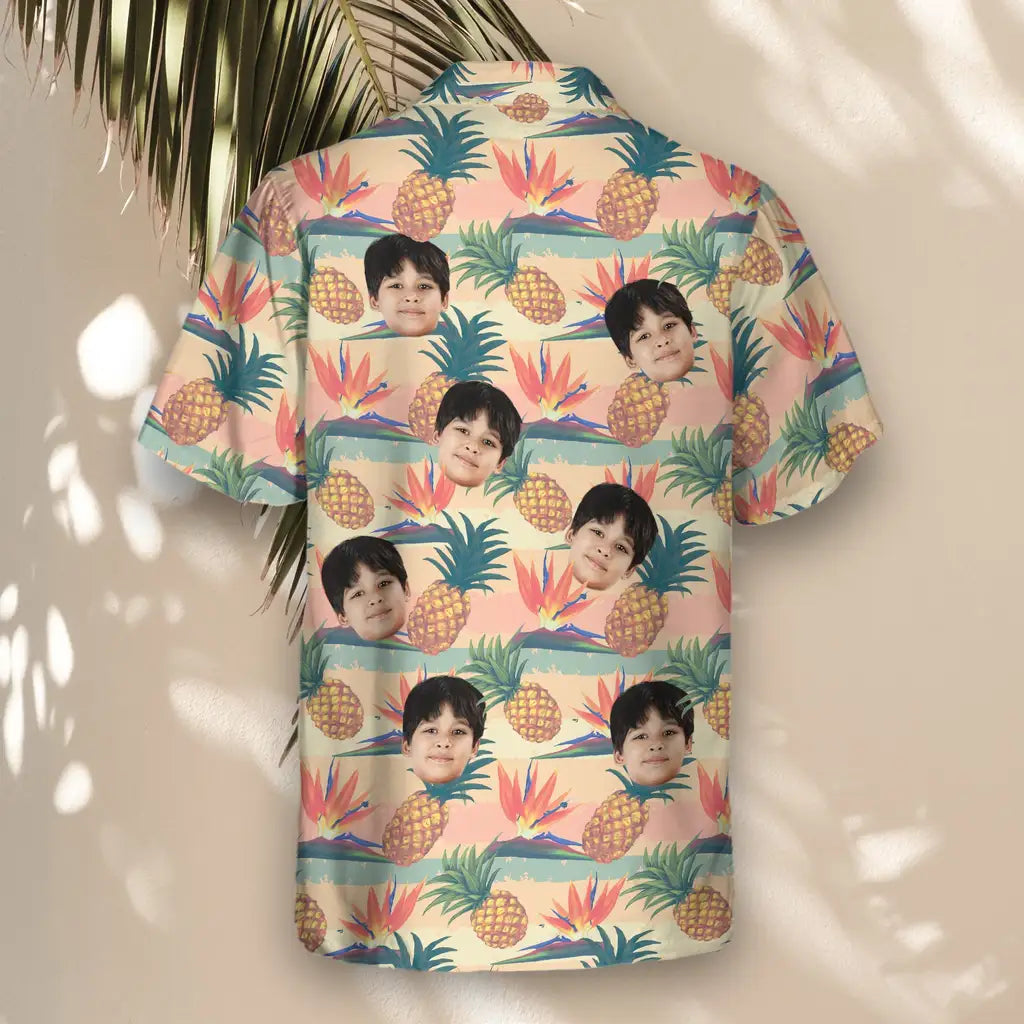 Custom Face &amp; Logo Tropical Bloom Hawaiian Shirt | Custom Gift for Beach Vacation &amp; Cruises