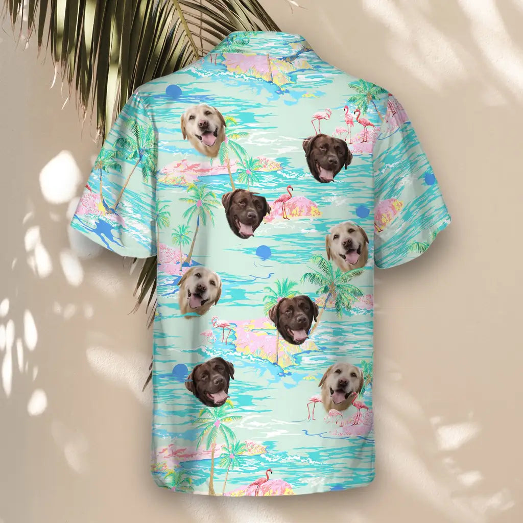 Custom Face &amp; Logo Tropical Flamingo Paradise Hawaiian Shirt | Custom Gift for Beach Vacation &amp; Cruises