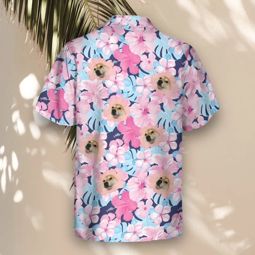 Custom Face &amp; Logo Tropical Floral Escape Hawaiian Shirt | Custom Gift for Beach Vacation &amp; Cruises