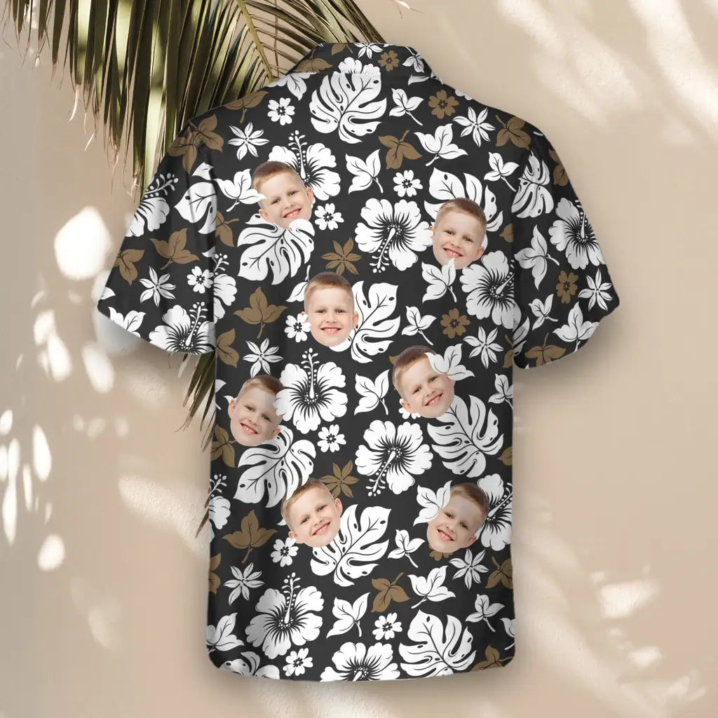 Custom Face &amp; Logo Tropical Hibiscus Flower Hawaiian Shirt | Custom Gift for Beach Vacation &amp; Cruises