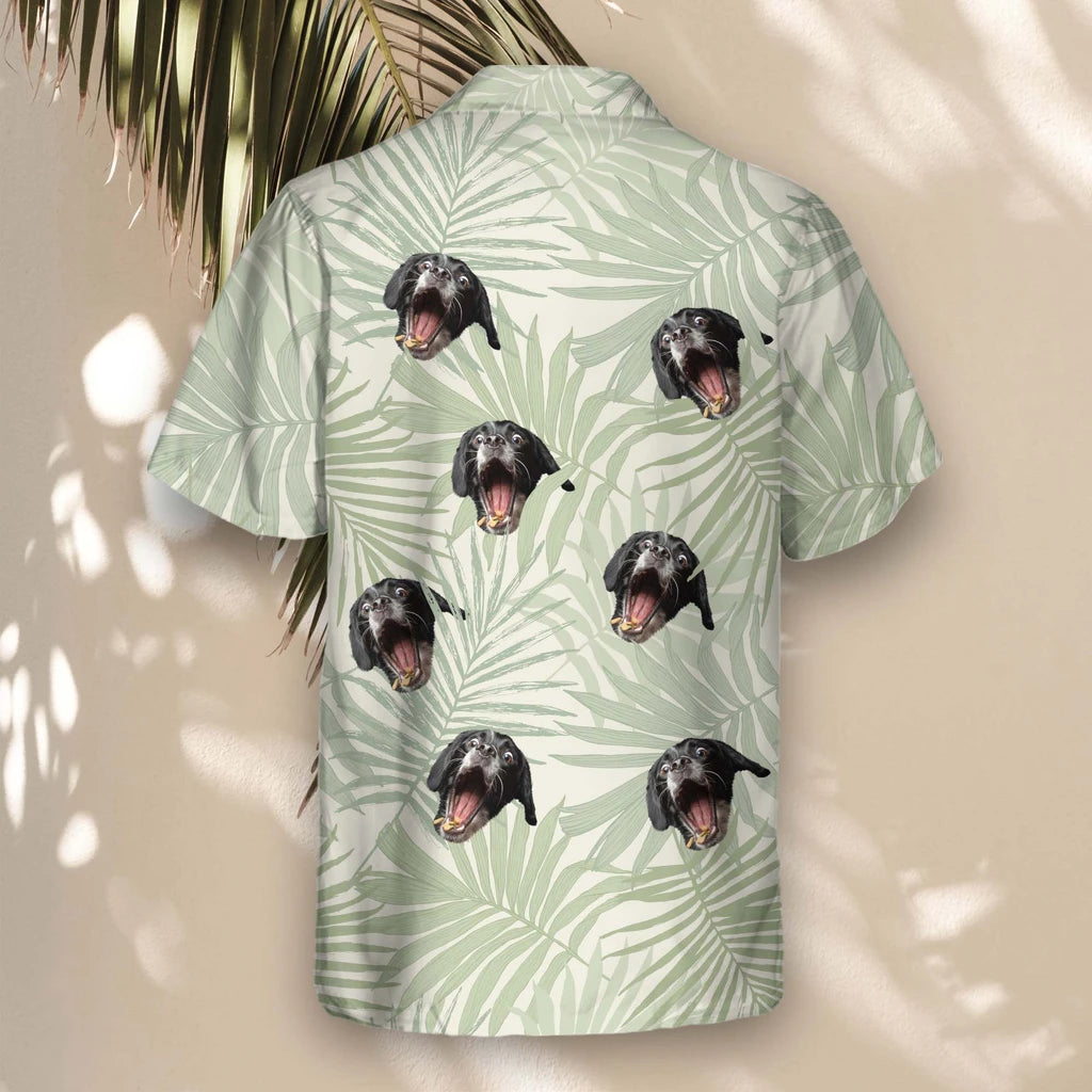 Custom Face &amp; Logo Tropical Leaf Dreams Hawaiian Shirt | Unique Summer Beach Gift for Men