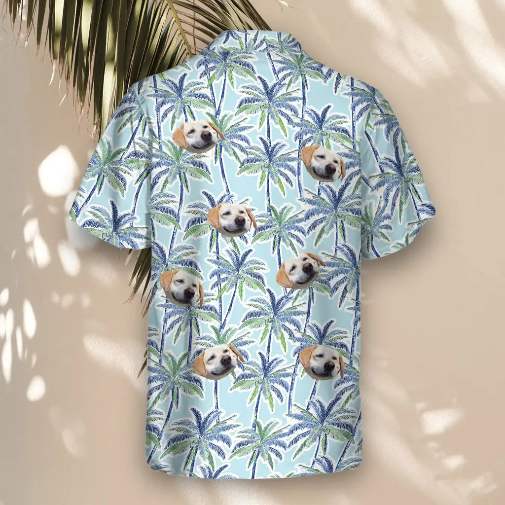 Custom Face &amp; Logo Palm Breeze Hawaiian Shirt | Unique Summer Beach Gift for Men
