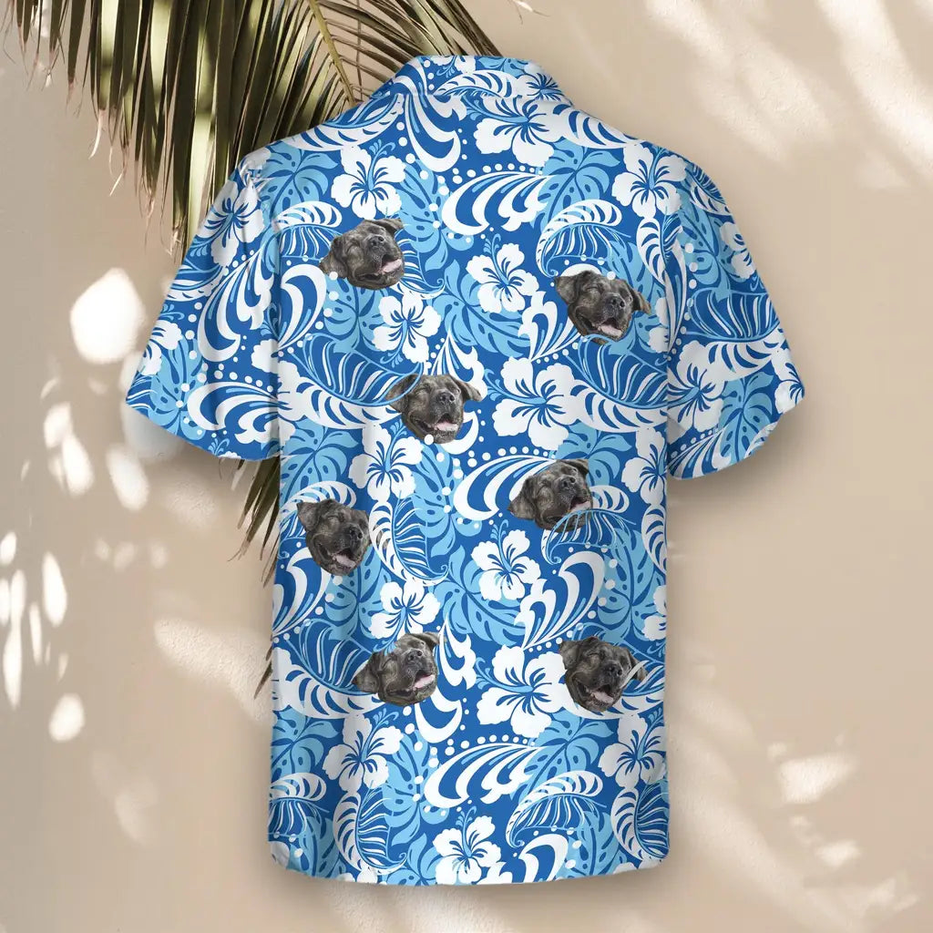 Custom Face &amp; Logo Royal Blue Tropics Hawaiian Shirt | Unique Summer Beach Gift for Men