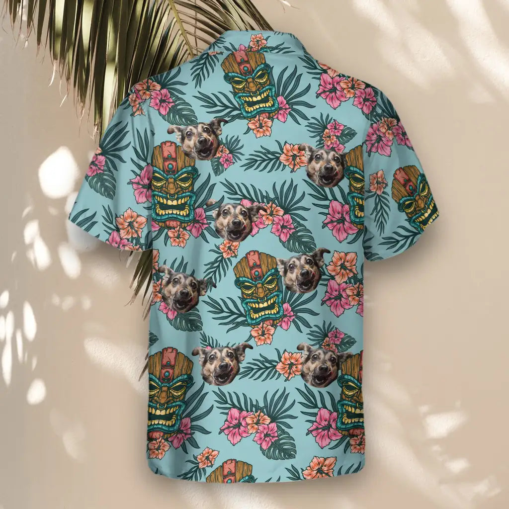 Custom Face &amp; Logo Tropical Tiki Mask Hawaiian Shirt | Great for Themed Parties &amp; Group Events