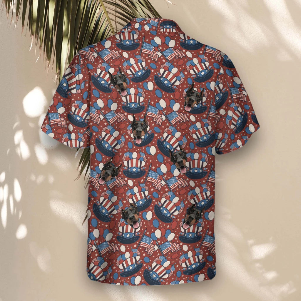 Custom Face &amp; Logo Uncle Sam Celebration Hawaiian Shirt | Perfect 4th of July &amp; Patriotic Celebration