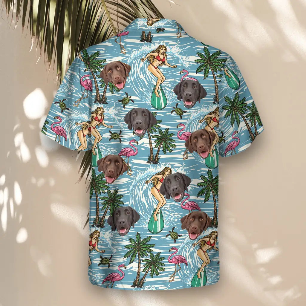 Custom Face &amp; Logo Vintage Surf &amp; Sun Hawaiian Shirt | Perfect Vacation &amp; Tropical Party Wear