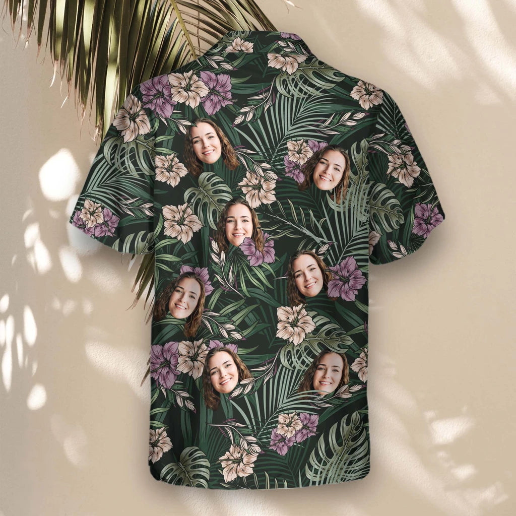 Custom Face &amp; Logo Vintage Tropical Natural Hawaiian Shirt | Perfect Vacation &amp; Tropical Party Wear