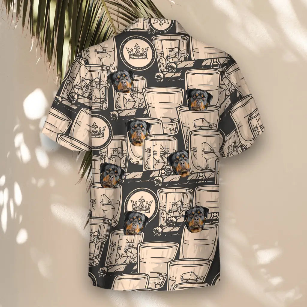 Custom Face &amp; Logo Whiskey Booze Hawaiian Shirt | Great Gift for Party Lovers &amp; Celebration