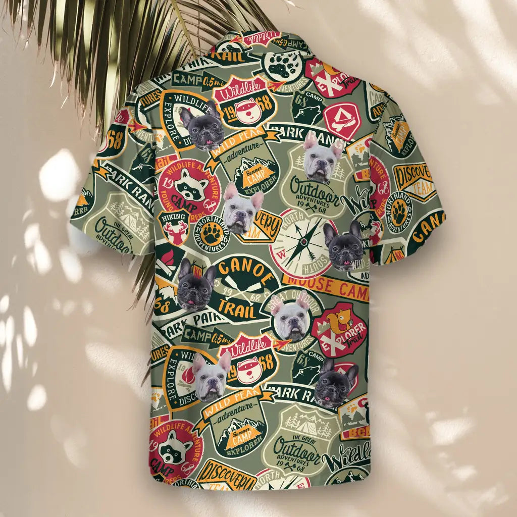Custom Face &amp; Logo Wilderness Adventure Hawaiian Shirt | Unique Summer Beach Gift for Men