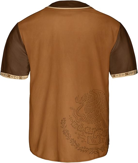 Mexico Brown Baseball Jersey - Vintage Aztec Heritage Shirt