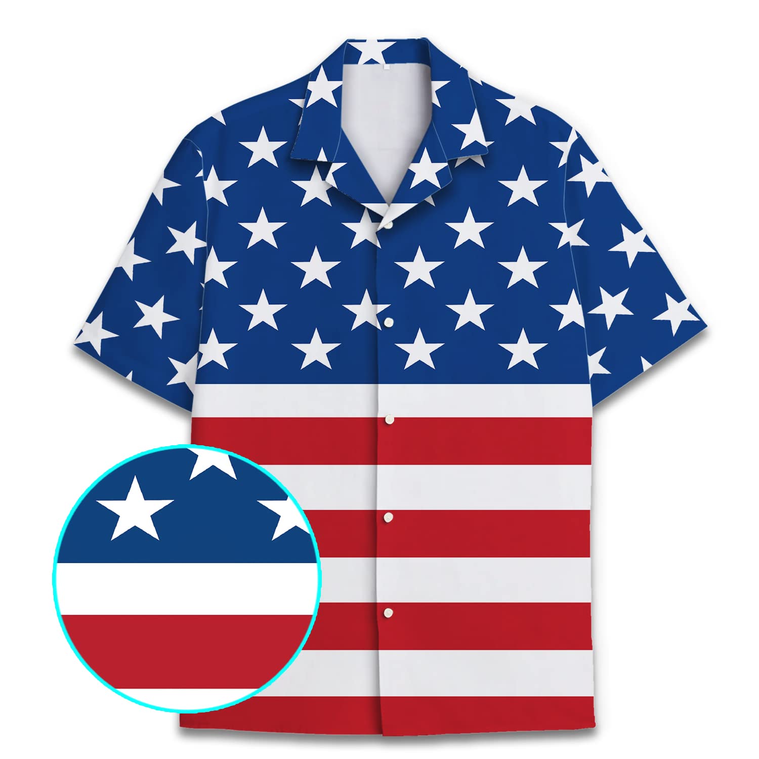 American Flag Hawaiian Shirt - USA Patriotic Stars & Stripes Print
