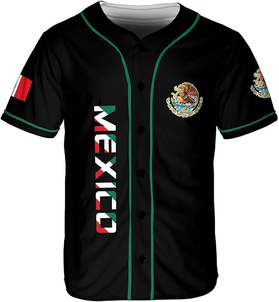 Mexico Baseball Jersey - Tricolor Winged Eagle Shirt, Mexican Flag Pride Apparel