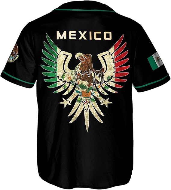 Mexico Baseball Jersey - Tricolor Winged Eagle Shirt, Mexican Flag Pride Apparel
