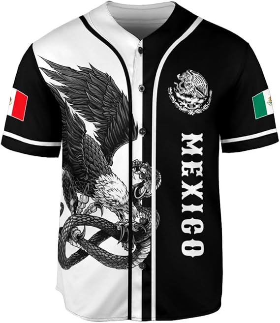 Mexico Baseball Jersey - Black and White Eagle Snake Shirt, Bold Heritage Design