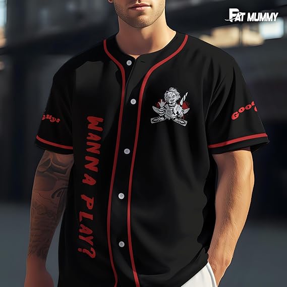 Chucky Wanna Play Baseball Jersey - Horror Good Guys Shirt