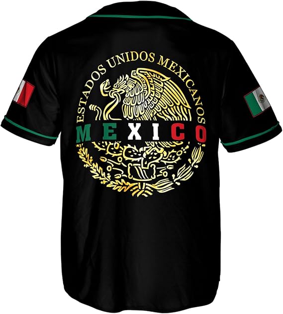 Mexico Eagle Baseball Jersey - Estados Unidos Mexicanos Gold Emblem Shirt