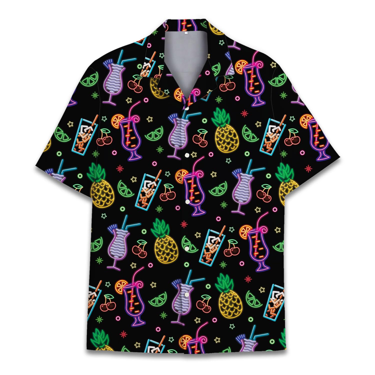 Neon Cocktail Hawaiian Shirt - Tropical Bar Drink Aloha Shirt