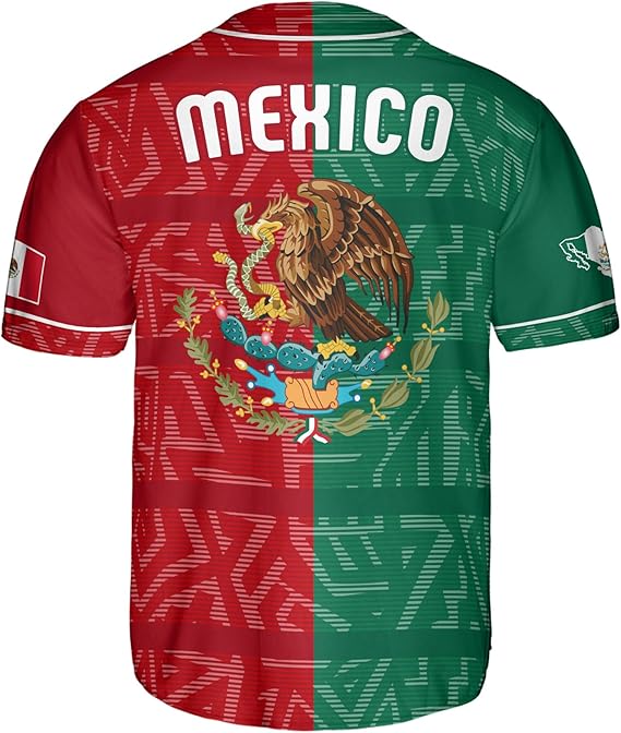 Mexico Flag Baseball Jersey - Split Red & Green Patriotic Shirt