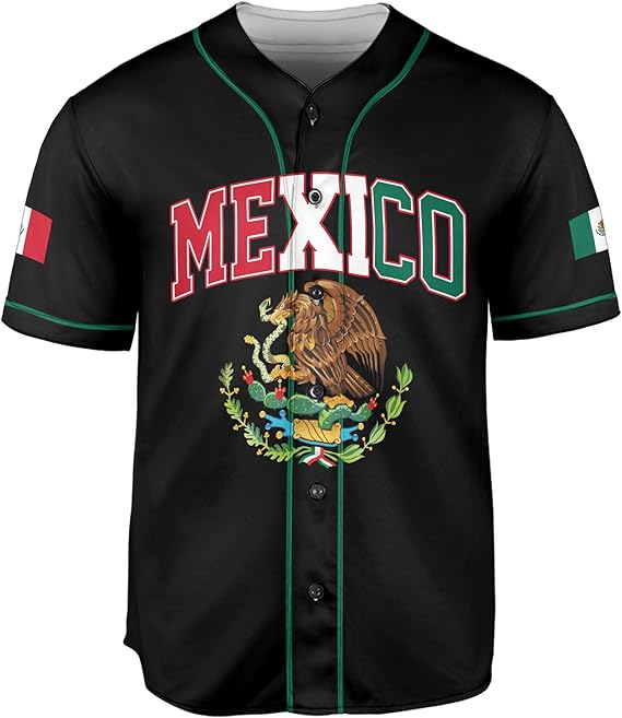 Mexico Baseball Jersey - Double-Sided Flag & Crest Shirt