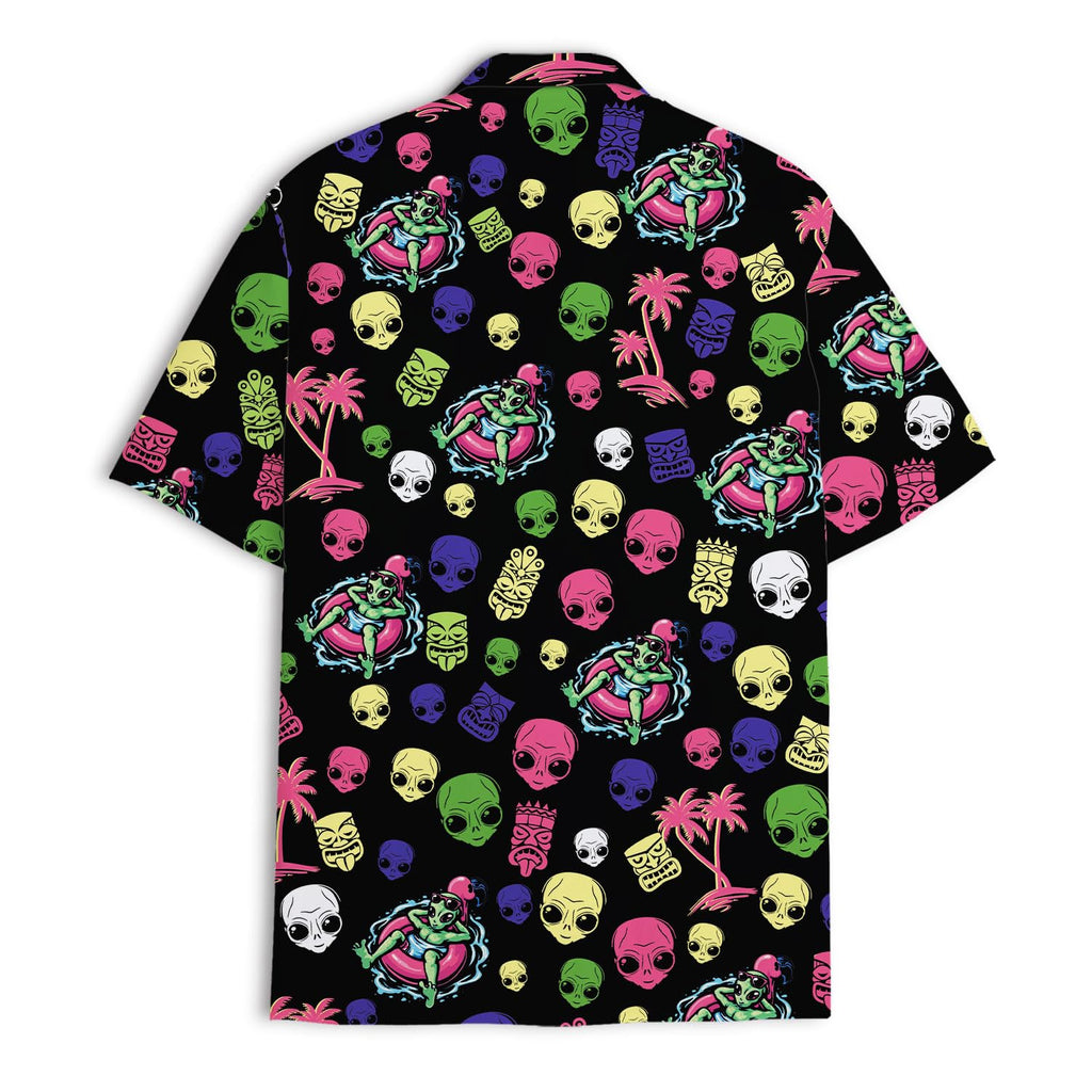 Alien Skull Hawaiian Shirt - Funny UFO Beach Shirt for Men & Women