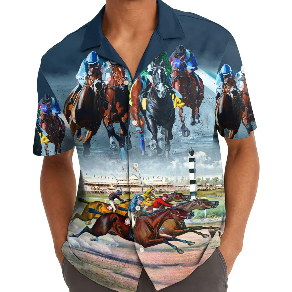 Horse Racing 2 Shirt Mens, Hawaiian Shirt for Men