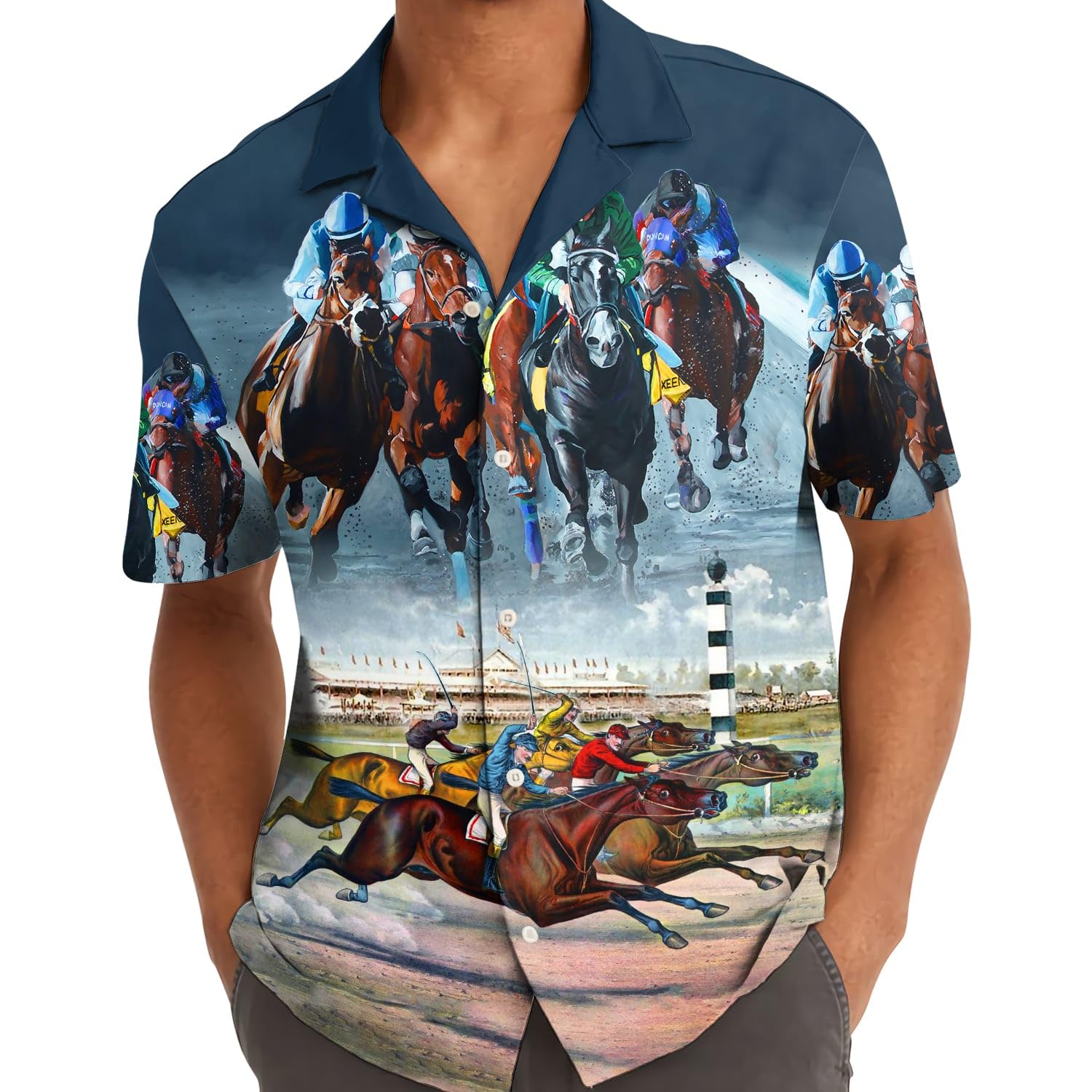 Horse Racing 2 Shirt Mens, Hawaiian Shirt for Men