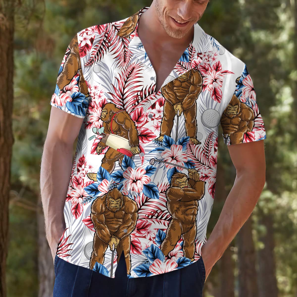 Gorilla Golf Hawaiian Shirt - Funny Big Ape Tropical Summer Shirt