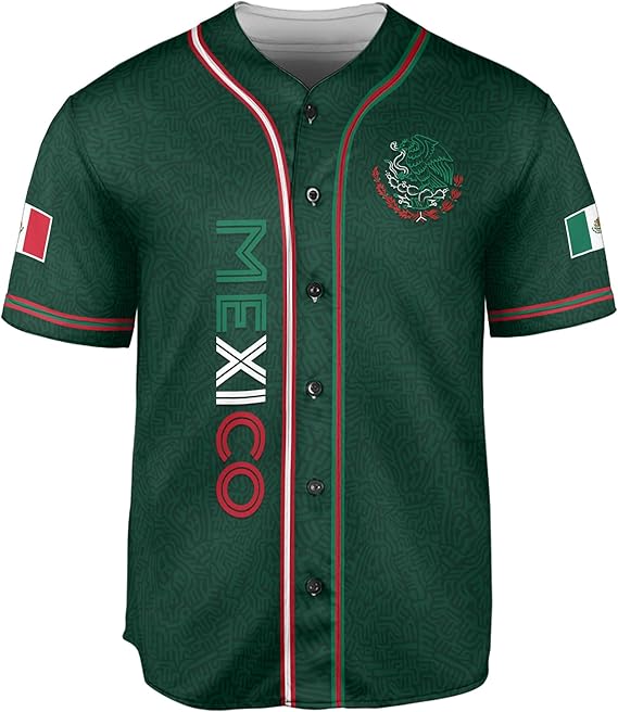 Mexico Green Baseball Jersey - Tribal Eagle Head Heritage Shirt