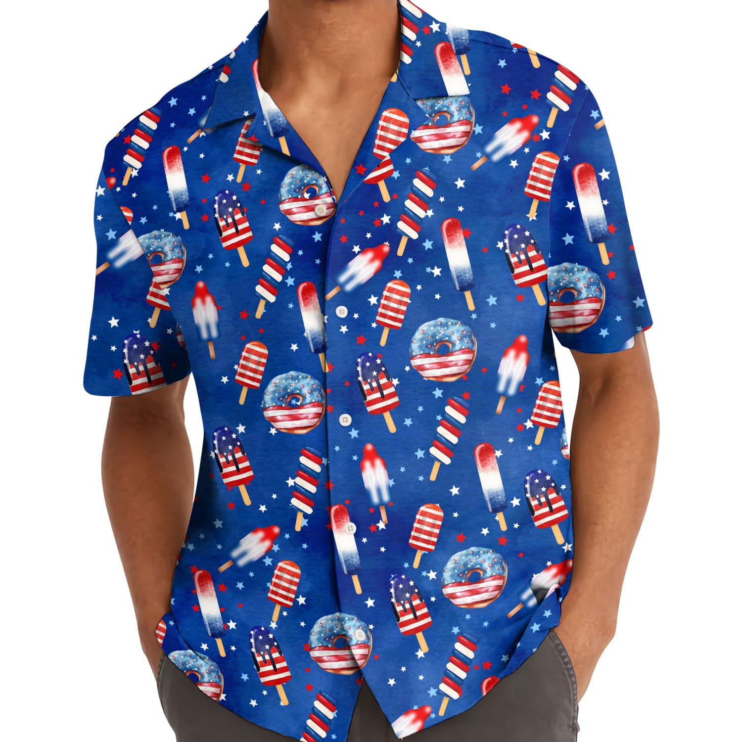 Patriotic Popsicle Hawaiian Shirt - 4th of July Ice Cream Vibes