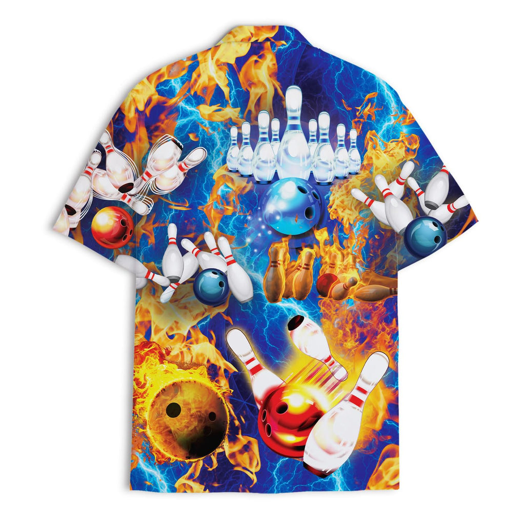 Fire & Lightning Bowling Hawaiian Shirt - Explosive Alley Style