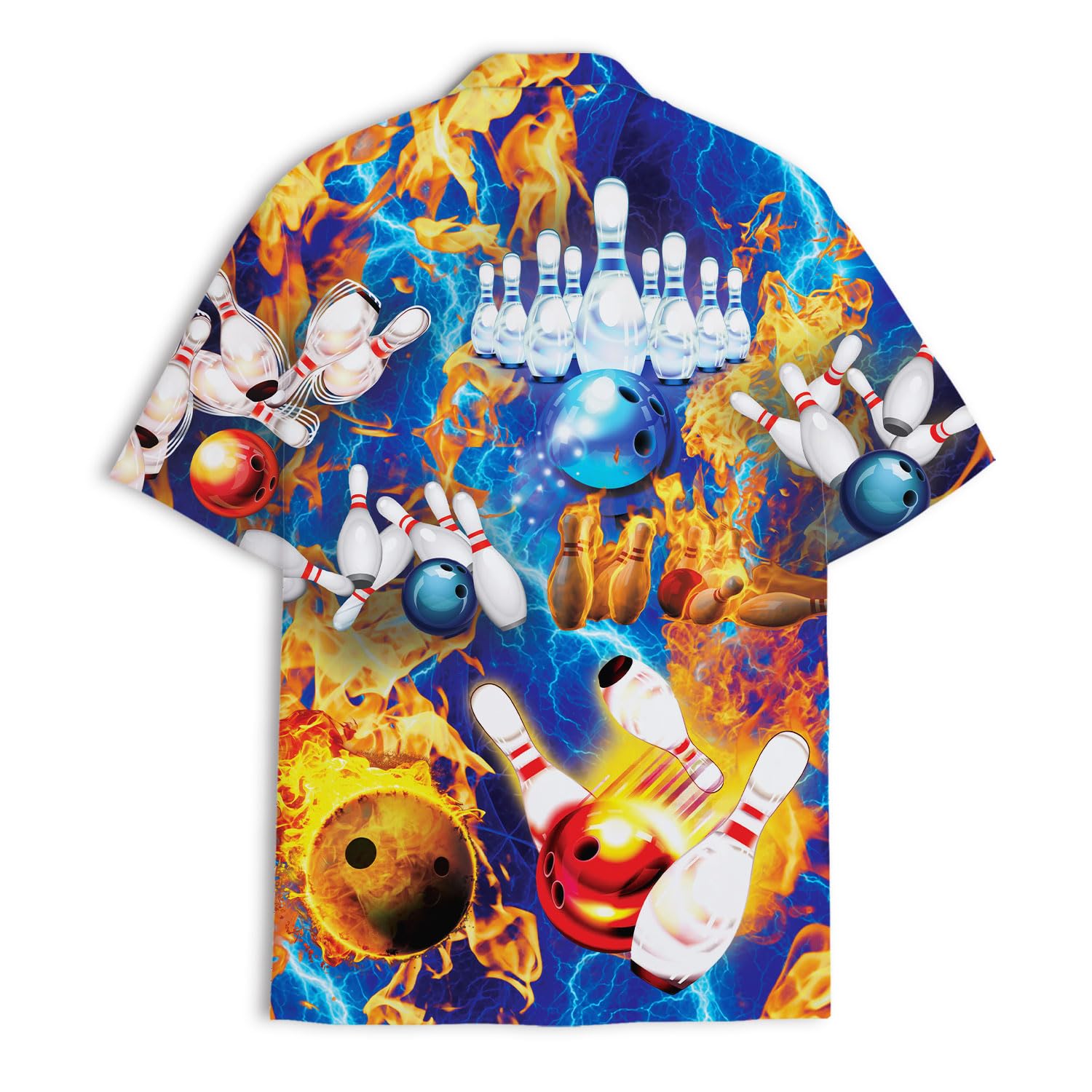 Fire & Lightning Bowling Hawaiian Shirt - Explosive Alley Style