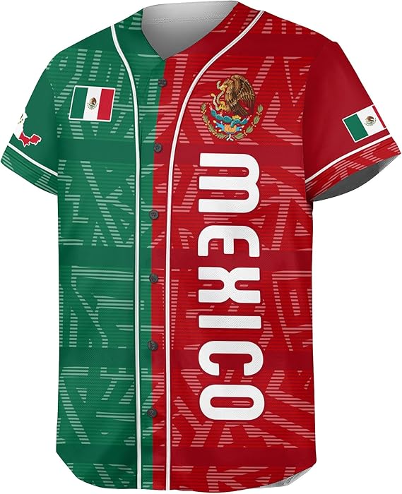 Mexico Flag Baseball Jersey - Split Red & Green Patriotic Shirt