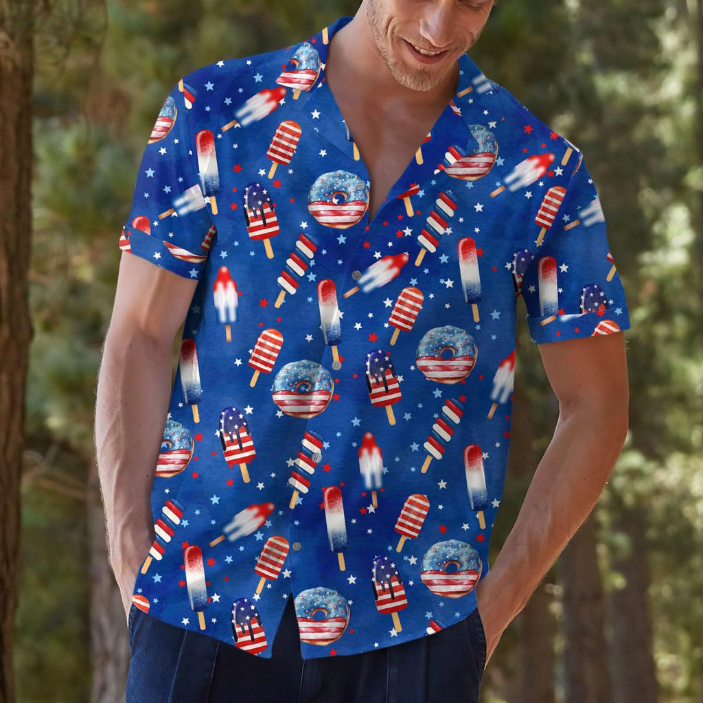 Patriotic Popsicle Hawaiian Shirt - 4th of July Ice Cream Vibes