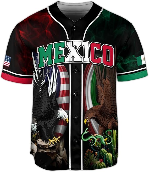 Mexico USA Eagle Baseball Jersey - Dual Pride Flag Sports Shirt