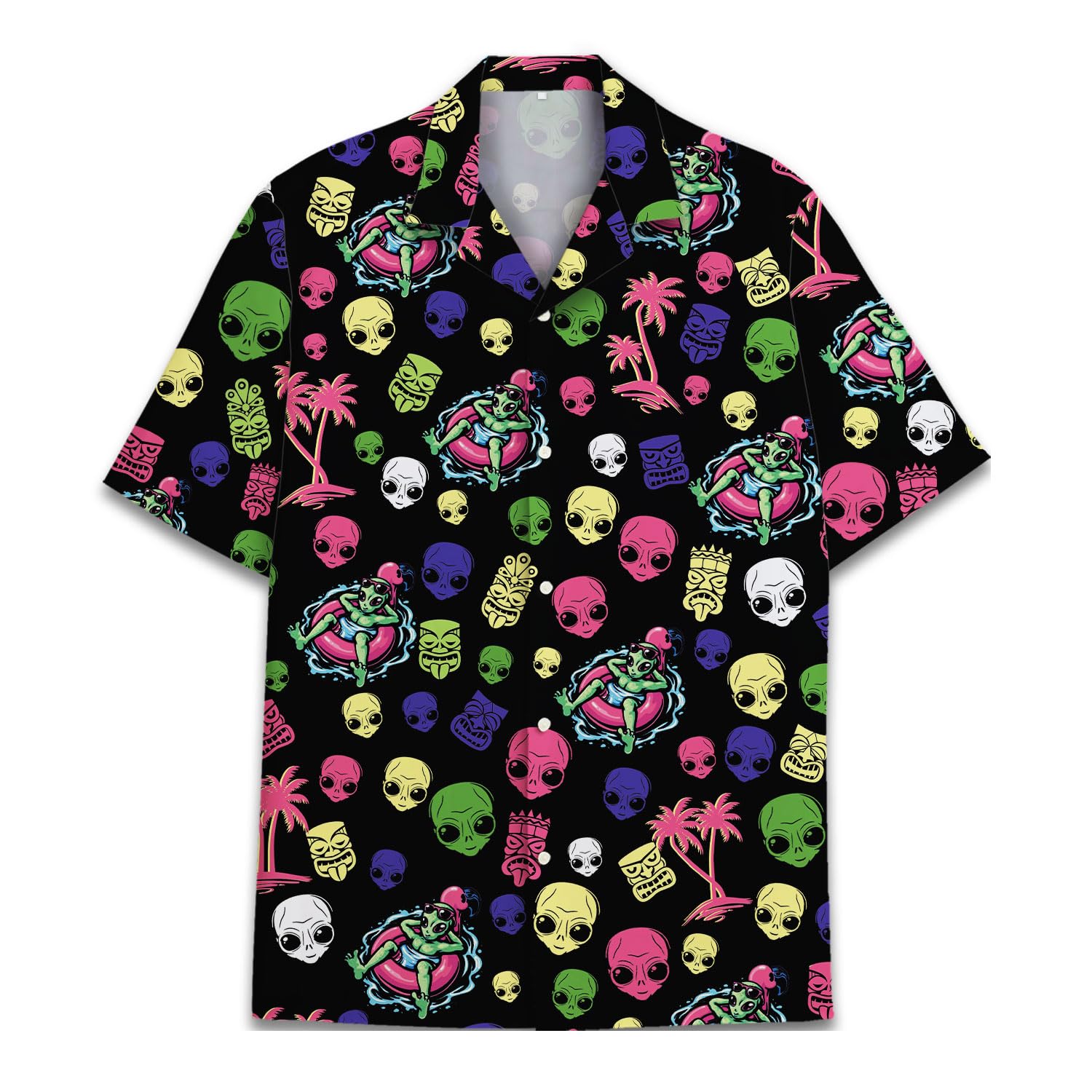 Alien Skull Hawaiian Shirt - Funny UFO Beach Shirt for Men & Women