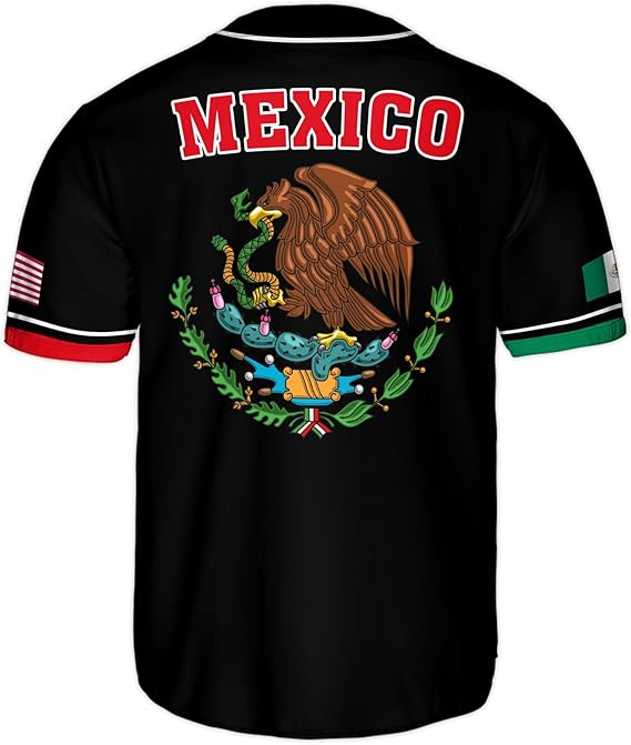 Mexico USA Baseball Jersey - Aztec Warrior & Flag Heritage Shirt