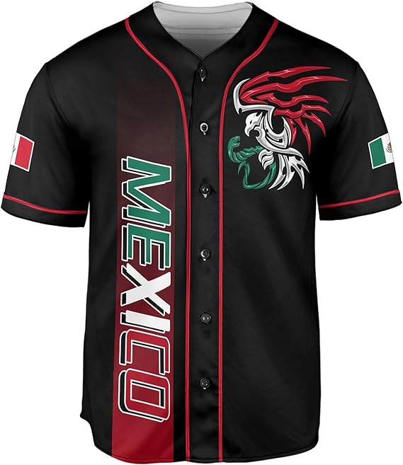 Mexico Baseball Jersey - Tribal Eagle & Flag Crest Sports Shirt